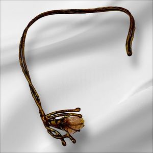 Vintage Handmade MCM Brass & Pink Jadite Brutalist Choker in Style of Kepenyes